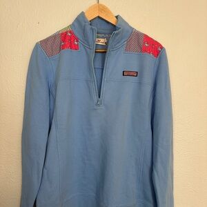 Vineyard Vines Patchwork Shoulder Shep Shirt 1/4 Zip Pullover Woman Size Large